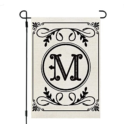 Monogram Initial Letter M Garden Flag 12X18 Inch Double Sided, Last Name