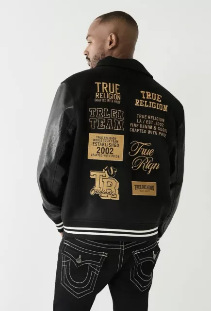 True Religion 2024 Varsity Jacket Black/Gold Size XL