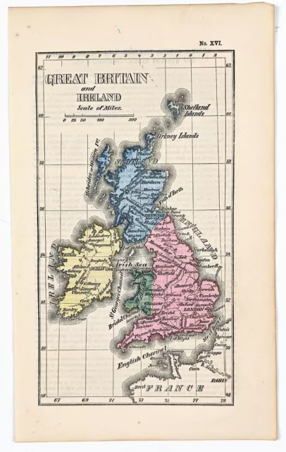 1855 Great Britain Map ORIGINAL England Ireland Scotland Wales London Dublin