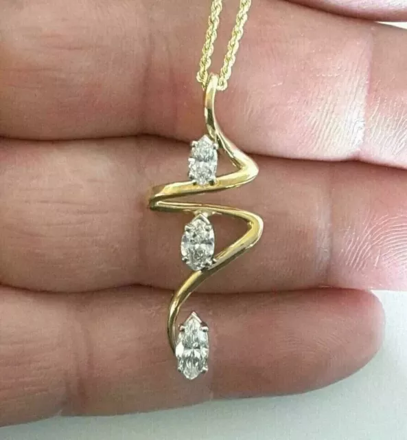 2.29 Ct Oval Cut Simulated Diamond Twisted Lovely Pendant 14k Yellow Gold Plated