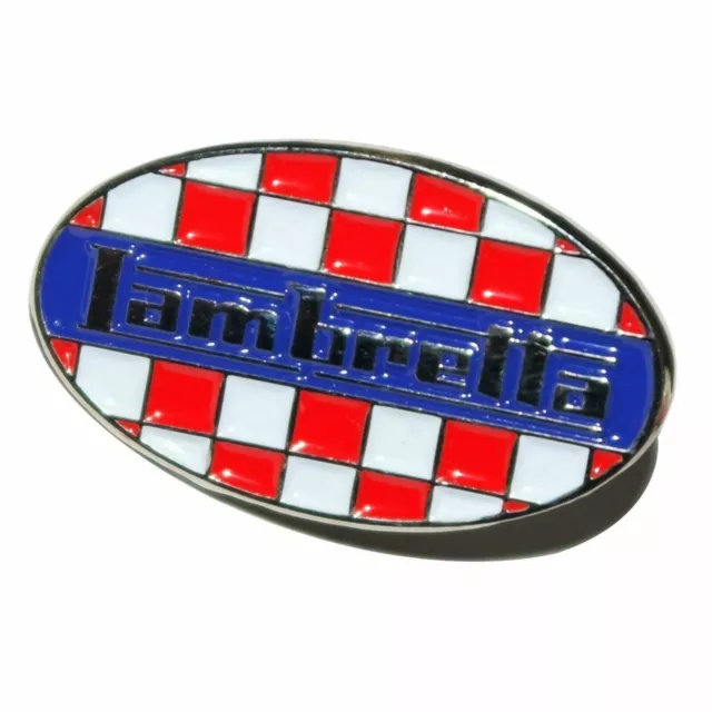 Lambretta Ovale Émail Revers Broche Badge Broche Rouge Blanc Et Bleu