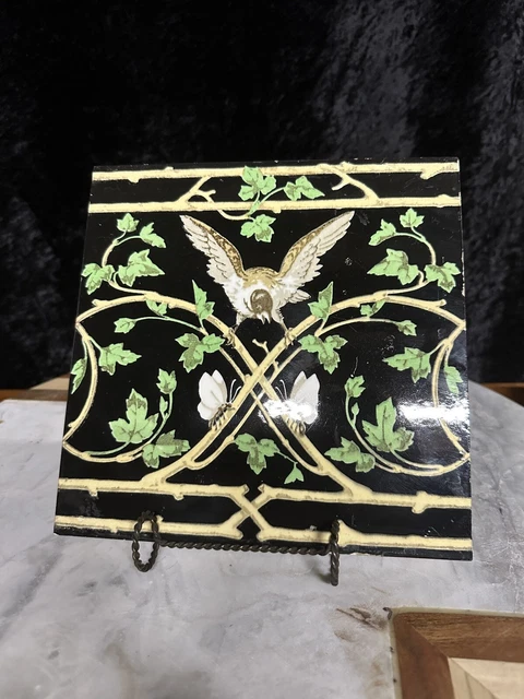 Antique Fireplace Tile by Minton Hollins & Co Birds Series 8" x 8" C1875