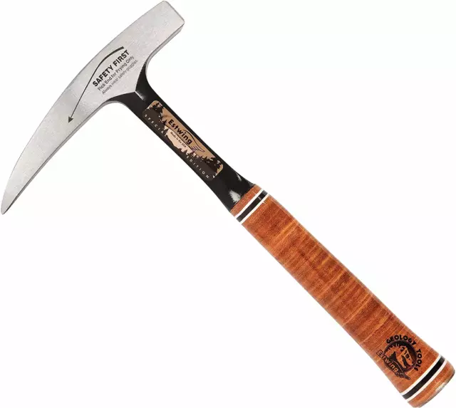 Geological Rock Pick Hammer Pointed Tip Leather Grip Rockhound Prospecting Tool