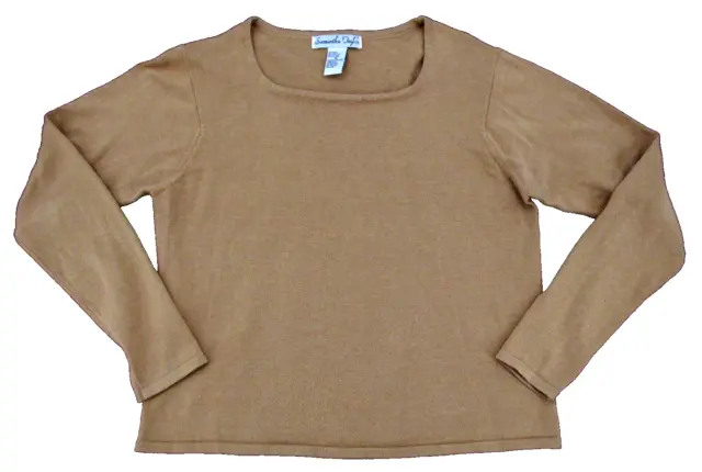Vintage Samantha Taylor Sweater Womens Medium Tan Long Sleeve Pullover
