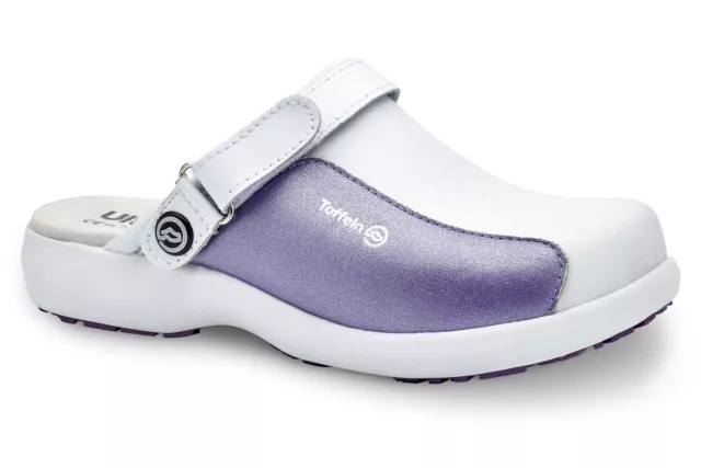 Toffeln Ultra Lite Shiny Purple Womens Work Nurses Clogs Comfortable Shoes 4-7