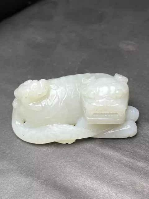 Chinese Exquisite Handmade Brave Troops carving Hetian Jade Statue