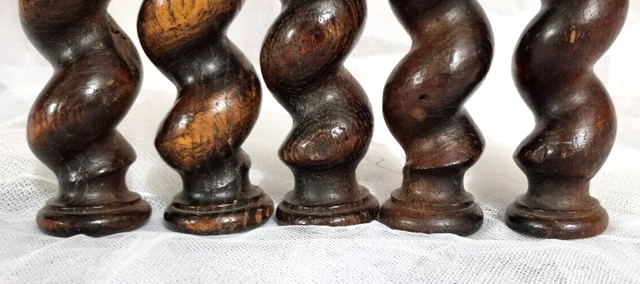 5 Barley twist turned spindle Column Antique french architectural salvage 4.8 in 3