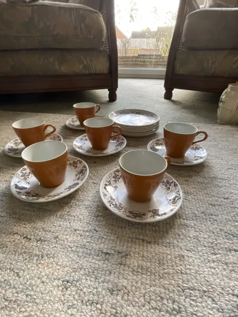 X6  Poole Pottery "Desert Song" Tea Cups and Saucers  And Side Plates
