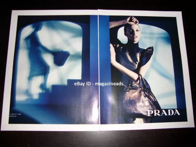 PRADA 2-Page PRINT AD Fall 2008 LINDA EVANGELISTA Steven Meisel BLACK LEATHER