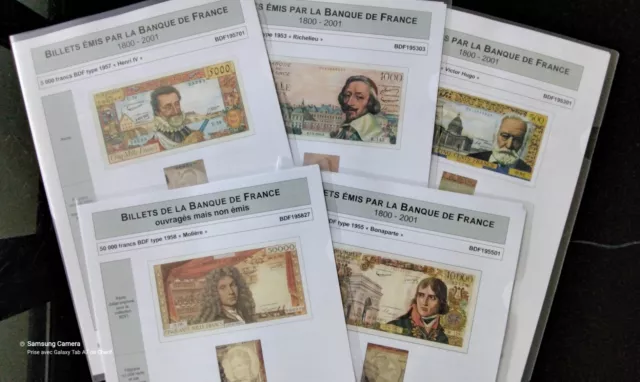 Lot De 5 Documentations Originales De Billets De Banque《 Anciens Francs 》