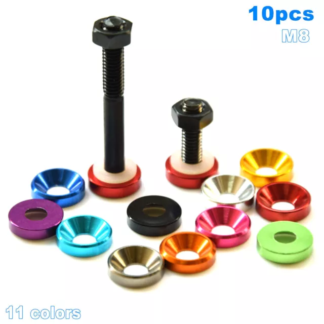 M8 Aluminum Alloy Washers Flat Countersunk Head Screw Bolt Gasket Anodized Color