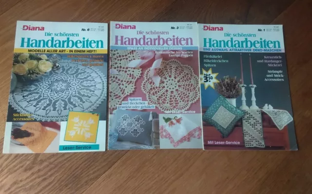 3 x Hefte  Diana die schönsten Handarbeiten  häkeln stricken Nr. 1/3/6