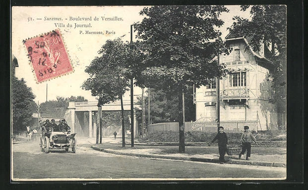 CPA Suresnes, Boulevard de Versailles Villa du Journal 1905