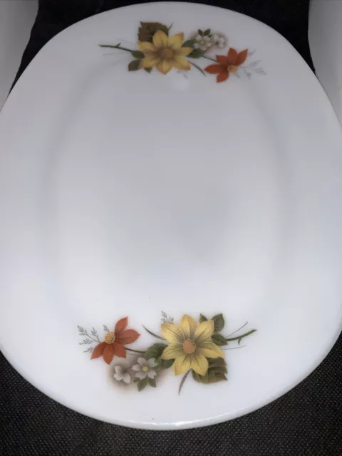 VINTAGE RETRO Pyrex JAJ Milk Glass Oval Plate ENGLAND 31cm X 23cm Autumn Glory