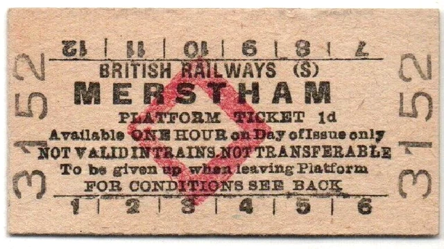 BR(S) Platform Ticket Merstham 1d