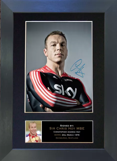 CHRIS HOY Olympic Star Signed Mounted Reproduction Autograph Photo Print A4 268