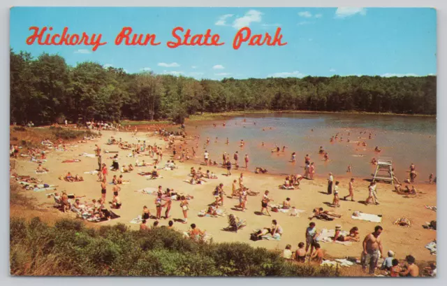 Postcard The Lake and Beach at Hickory Run State Park Pocono Mountains PA
