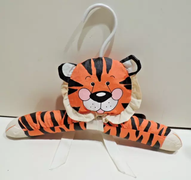 Cute Plush Animal Kids Childrens Clothes Hanger Tiger Vintage 60s 70s 12"