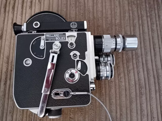 Bolex H16 16mm Motion Picture Camera with 3 lenses and leather case