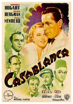 Poster Manifesto Locandina Cinema Vintage Commedia Humphrey Bogart Casablanca 