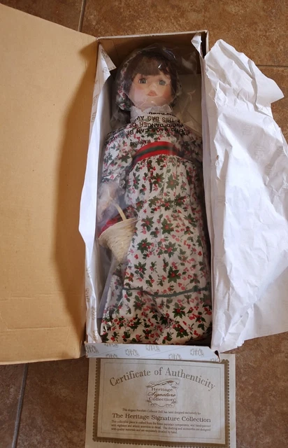 Vintage Heritage Signature Collection Christmas Porcelain Doll X'Mas Holly