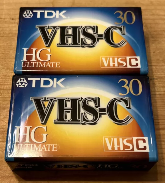 2 TDK VHS-C HG Ultimate High Quality 30 Minute Camcorder Tapes - New!