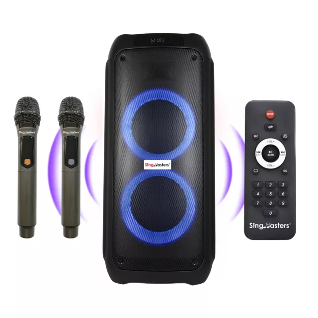 SingMasters PartyBox P80 Portable Bluetooth Party,Karaoke Machine Speaker,2 Mics