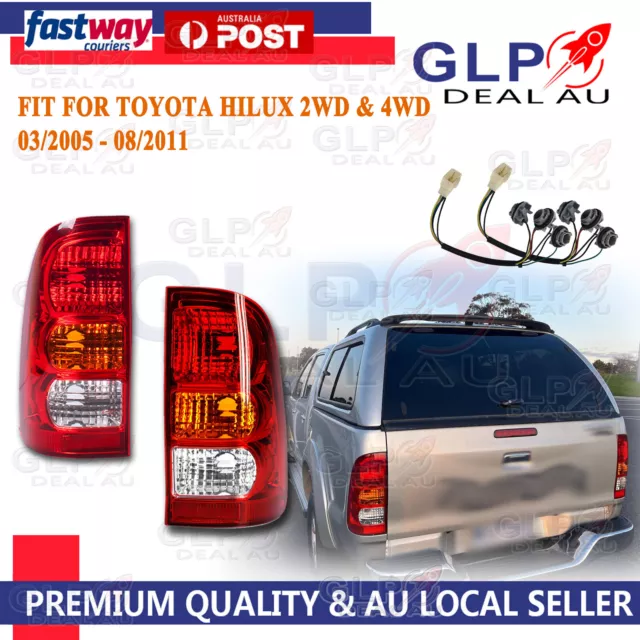 Pair LH+RH Ute Tail Lights Rear Lamps For Toyota Hilux 2005-2011 2WD 4WD